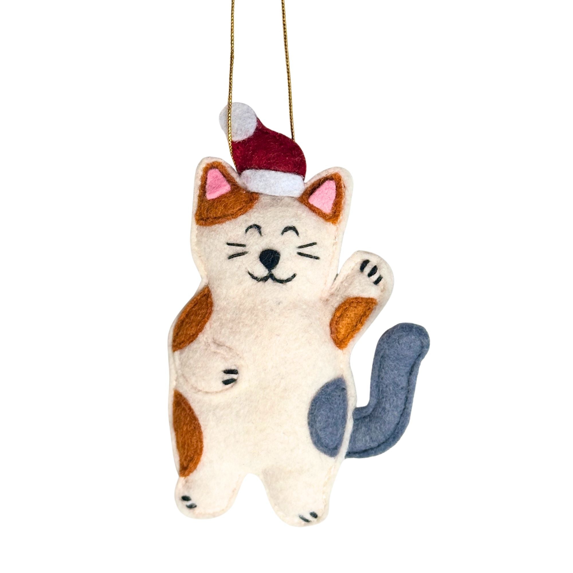Stealing Santa Hat Cat Ornament Holiday La Vie Bien Stealing Santa Hat Cat Ornament