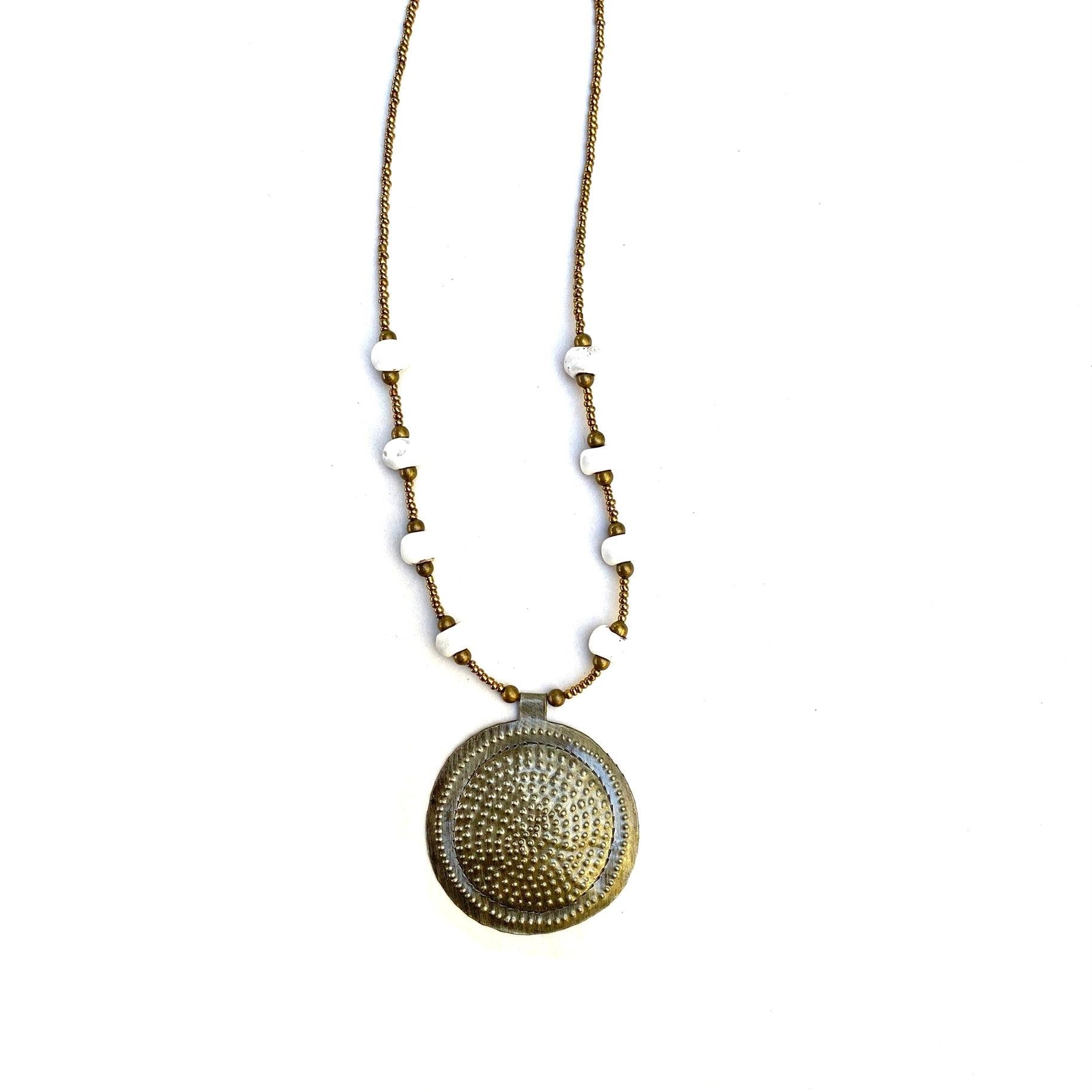 Steel Drum Medallion Necklace Necklace La Vie Bien Steel Drum Medallion Necklace