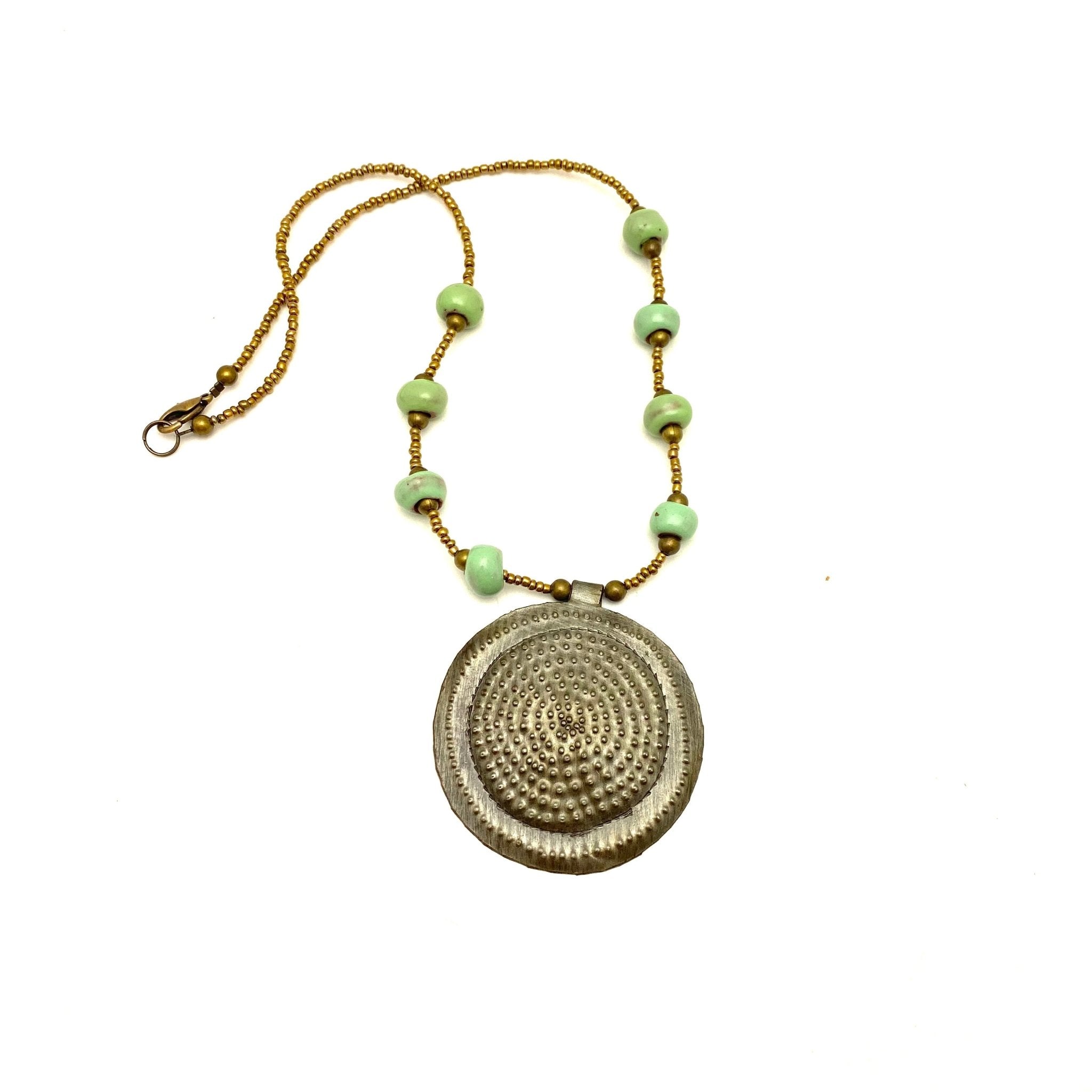 Steel Drum Medallion Necklace Necklace La Vie Bien Steel Drum Medallion Necklace
