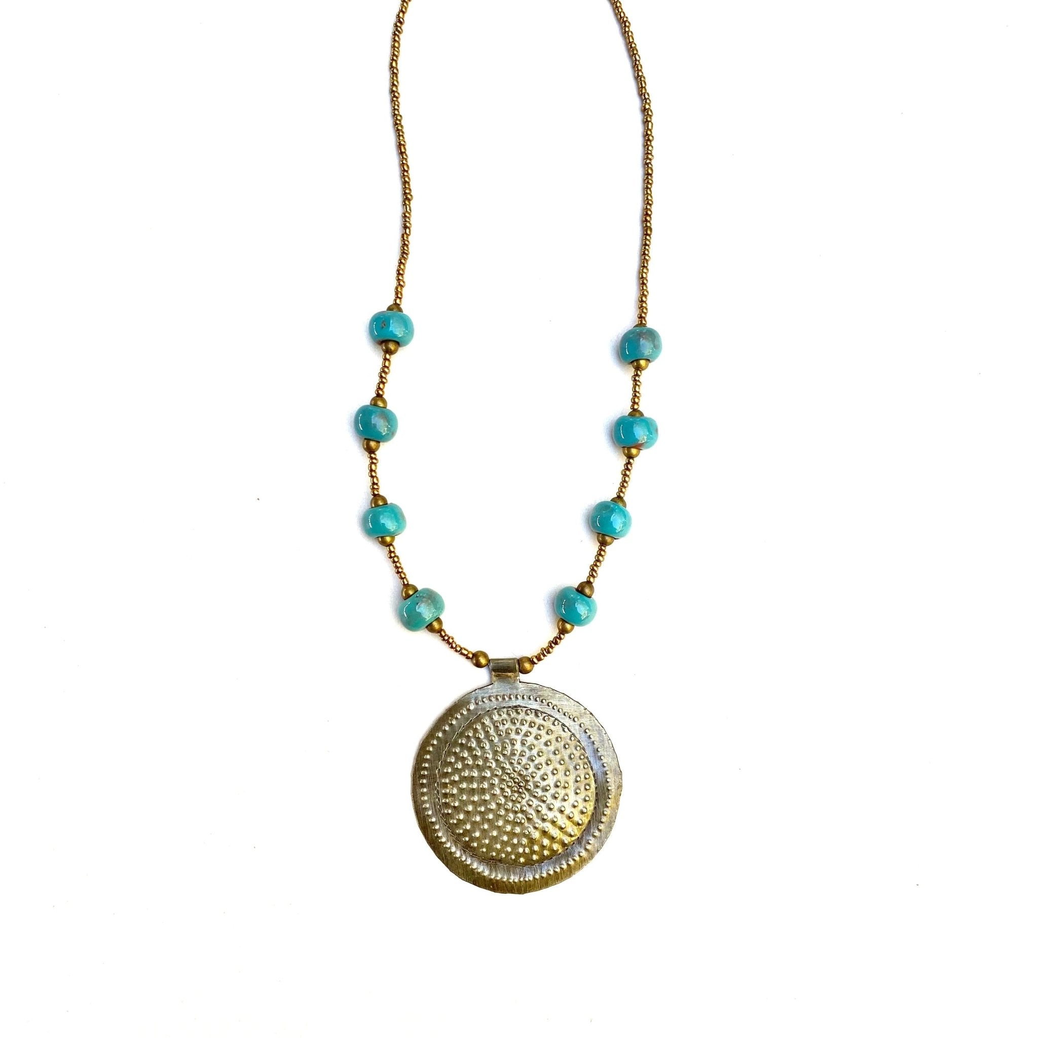 Steel Drum Medallion Necklace Necklace La Vie Bien Steel Drum Medallion Necklace