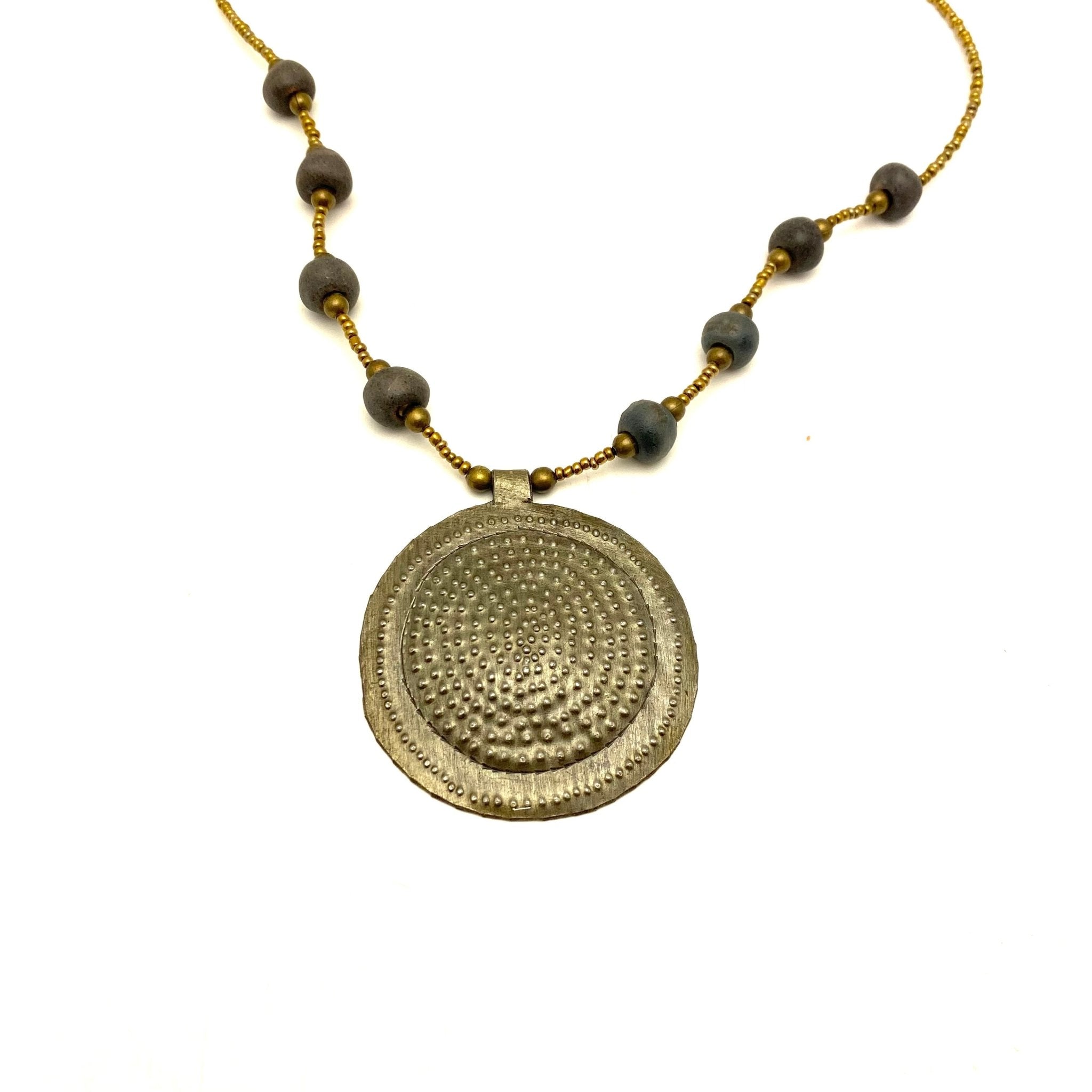 Steel Drum Medallion Necklace Necklace La Vie Bien Steel Drum Medallion Necklace