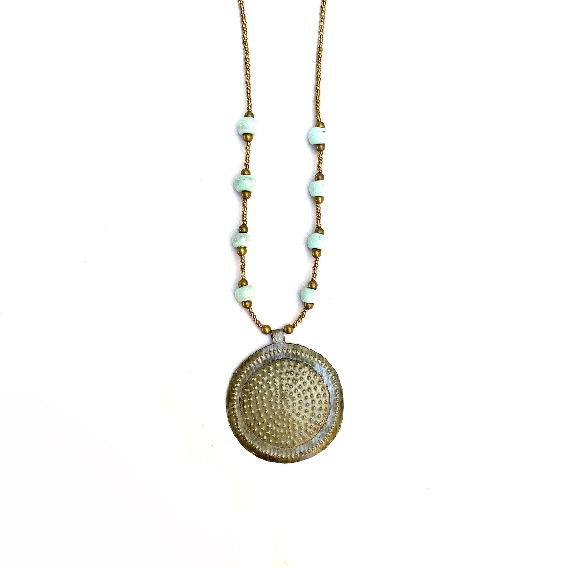 Steel Drum Medallion Necklace Necklace La Vie Bien Steel Drum Medallion Necklace