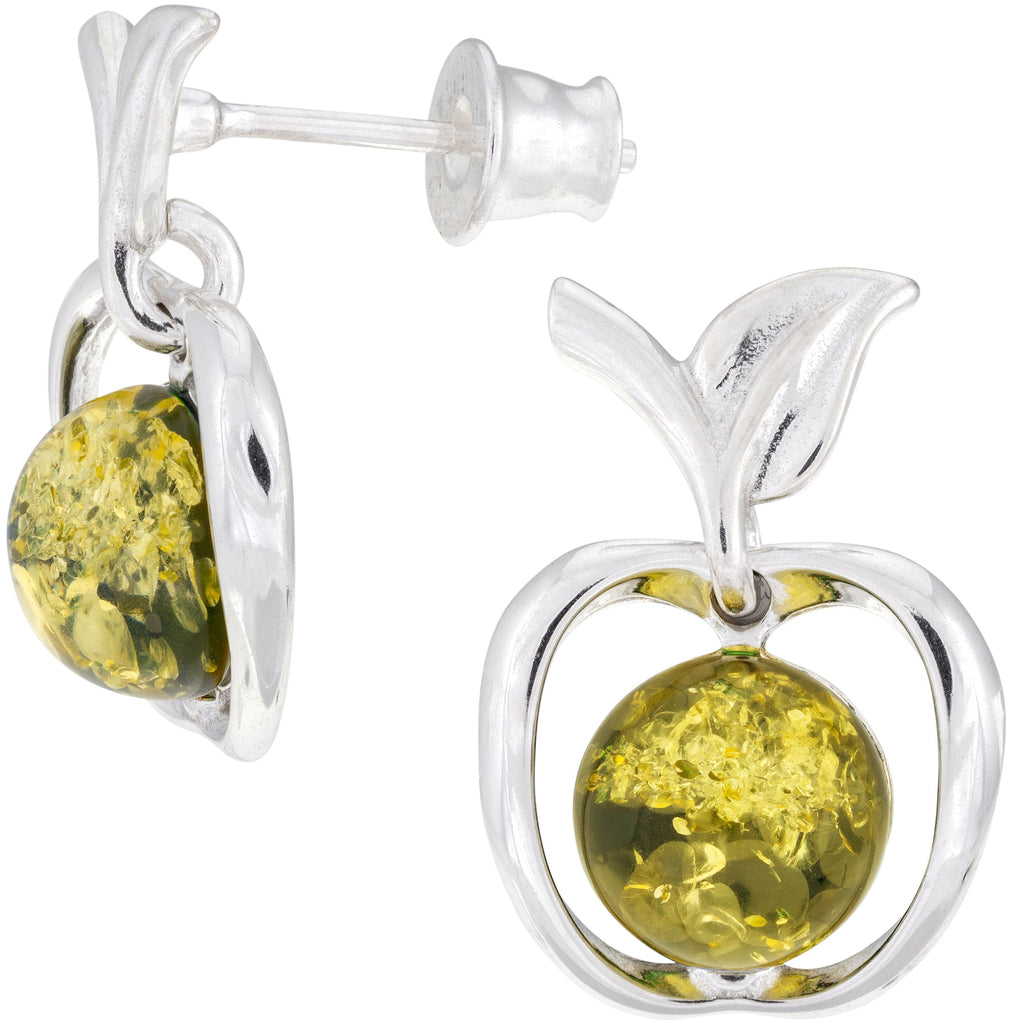 Sterling & Amber Apple Earrings Earrings - Fine La Vie Bien Sterling & Amber Apple Earrings