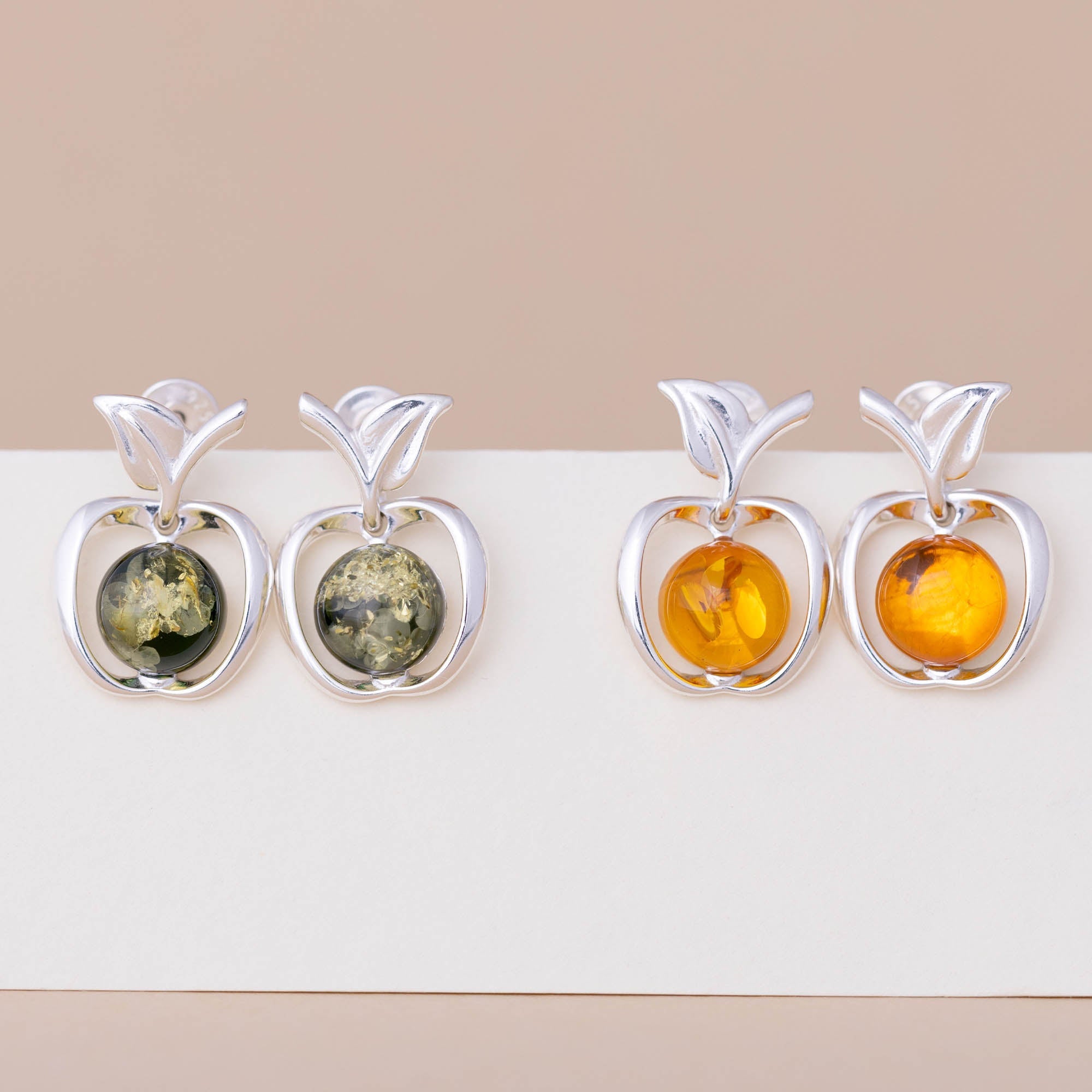 Sterling & Amber Apple Earrings Earrings - Fine La Vie Bien Sterling & Amber Apple Earrings