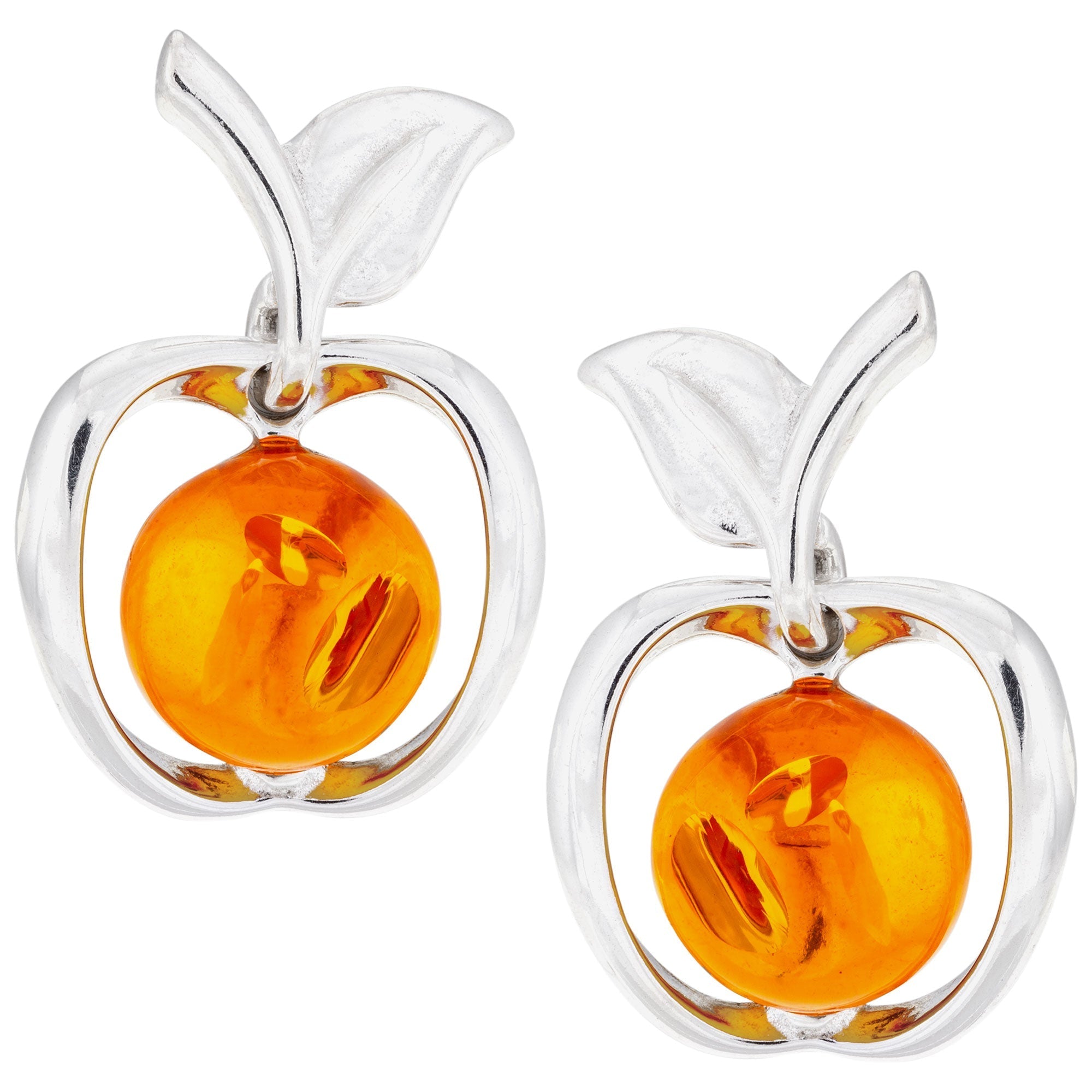 Sterling & Amber Apple Earrings Earrings - Fine La Vie Bien Sterling & Amber Apple Earrings