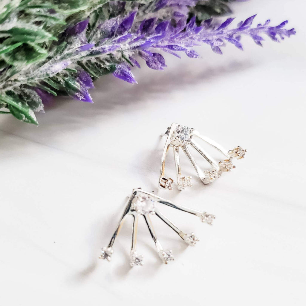 Sterling Crystal Sun Burst Ear Jacket Earrings Crystal Earrings La Vie Bien Sterling Crystal Sun Burst Ear Jacket Earrings
