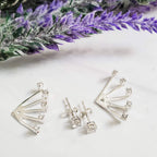 Sterling Crystal Sun Burst Ear Jacket Earrings Crystal Earrings La Vie Bien Sterling Crystal Sun Burst Ear Jacket Earrings