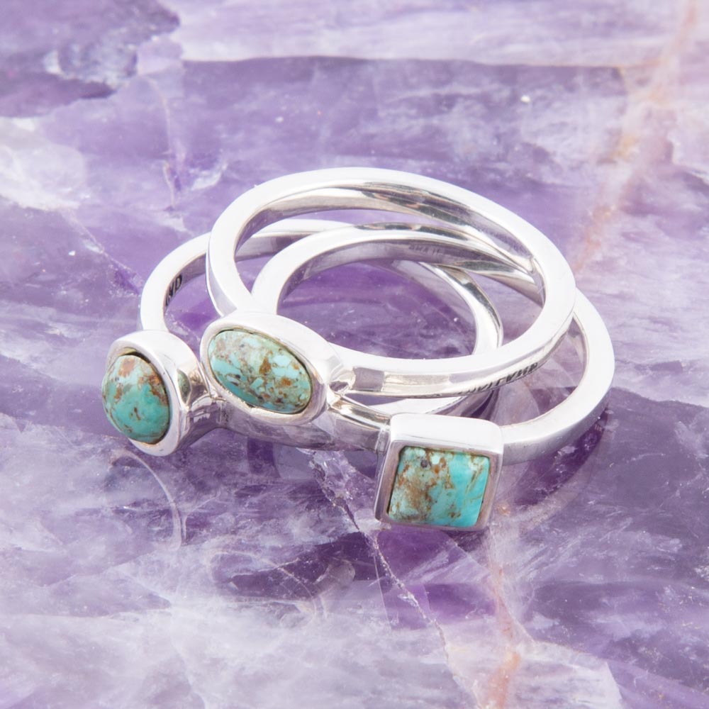 Sterling Silver Blue Turquoise Stackable Ring Rings La Vie Bien Sterling Silver Blue Turquoise Stackable Ring