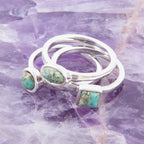 Sterling Silver Blue Turquoise Stackable Ring Rings La Vie Bien Sterling Silver Blue Turquoise Stackable Ring