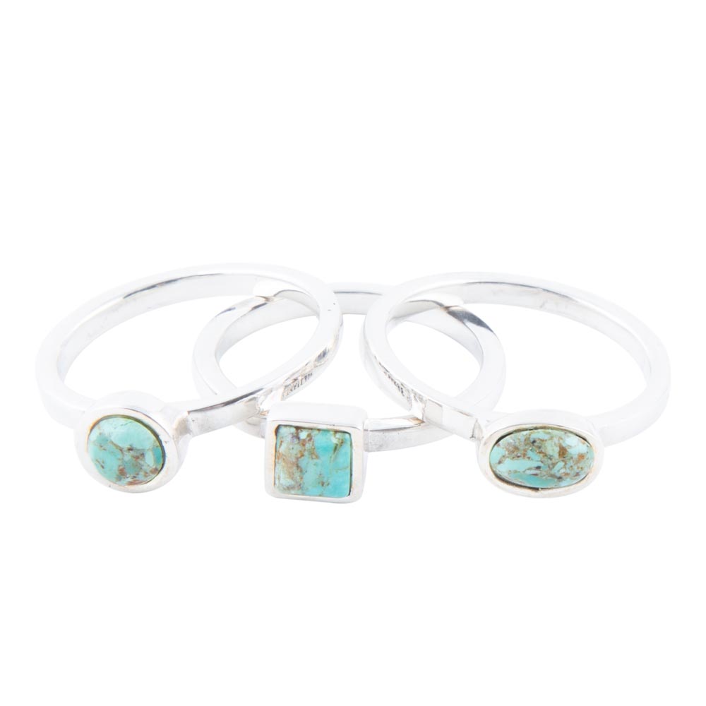 Sterling Silver Blue Turquoise Stackable Ring Rings La Vie Bien Sterling Silver Blue Turquoise Stackable Ring