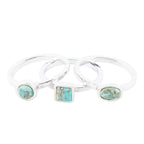 Sterling Silver Blue Turquoise Stackable Ring Rings La Vie Bien Sterling Silver Blue Turquoise Stackable Ring