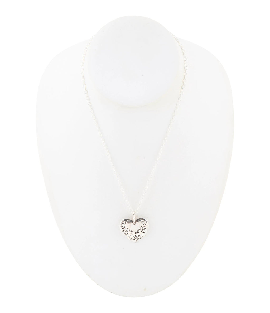 Sterling Silver Engraved Heart Pendant Neckalce by Barse Jewelry