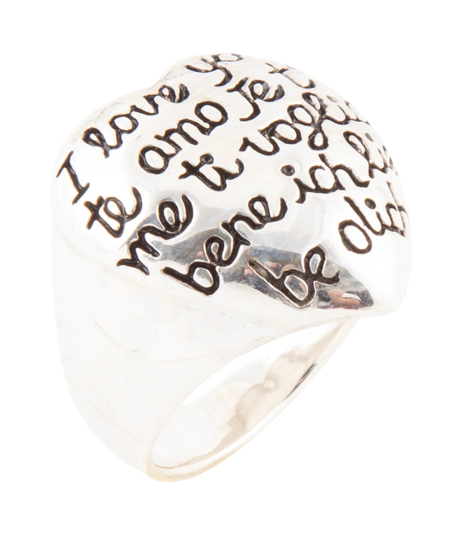 Sterling Silver Engraved Heart Statement Ring by Barse Jewelry