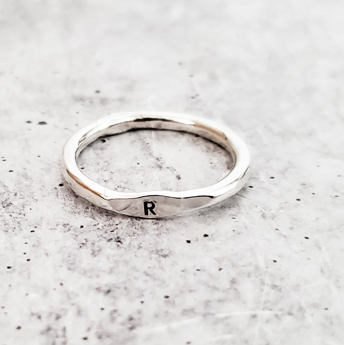 Sterling Silver Initial Stacking Ring Rings La Vie Bien Sterling Silver Initial Stacking Ring
