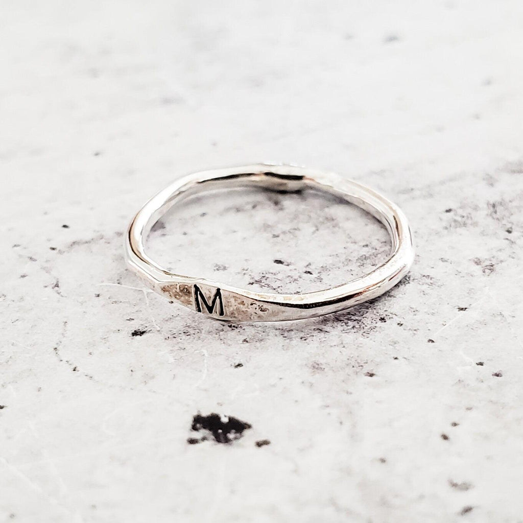 Sterling Silver Initial Stacking Ring Rings La Vie Bien Sterling Silver Initial Stacking Ring