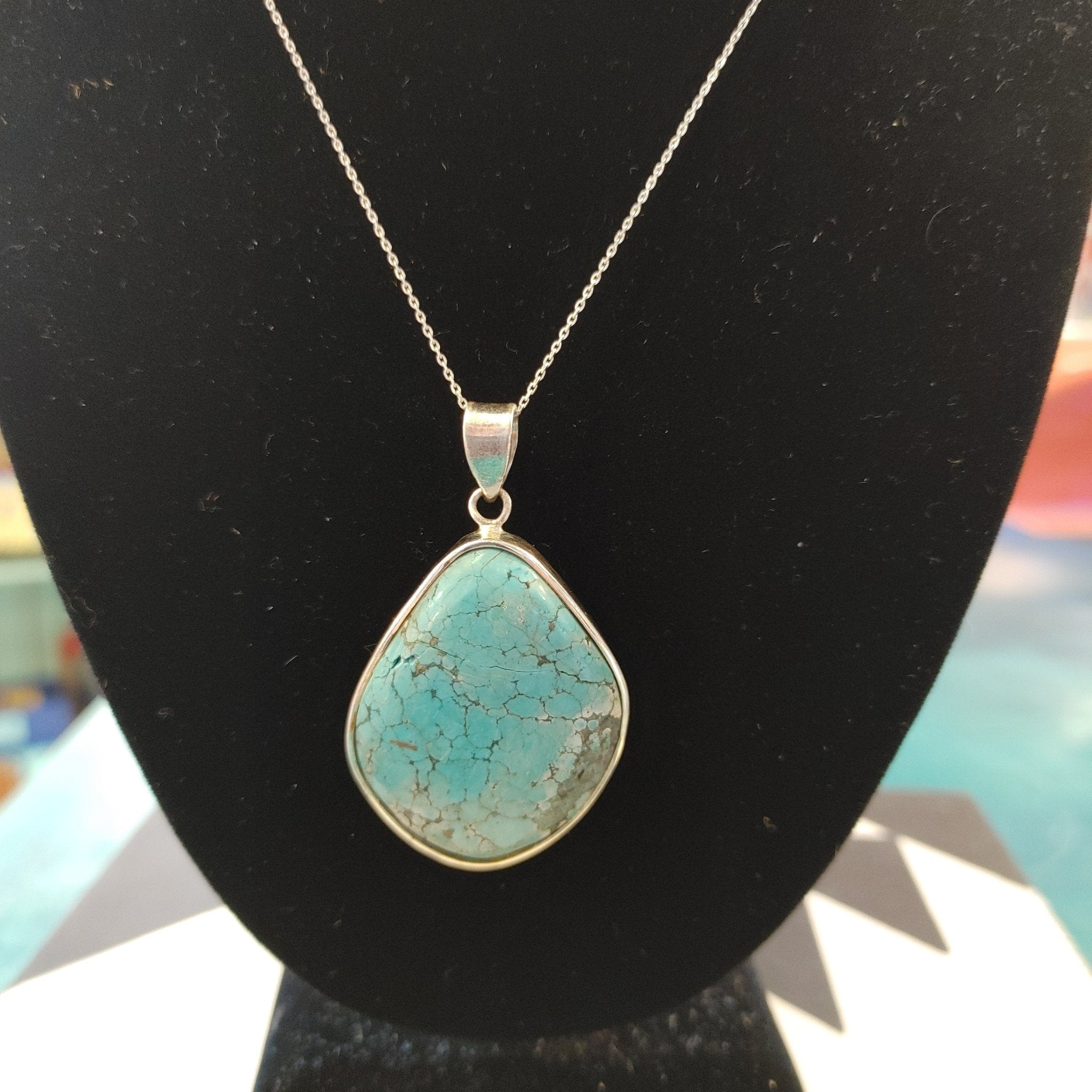 Sterling Silver Large Turquoise Egg Pendant – Coastal Statement Jewelry Jewelry La Vie Bien Sterling Silver Large Turquoise Egg Pendant – Coastal Statement Jewelry