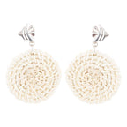 Sterling Silver Tan Rattan Statement Earrings