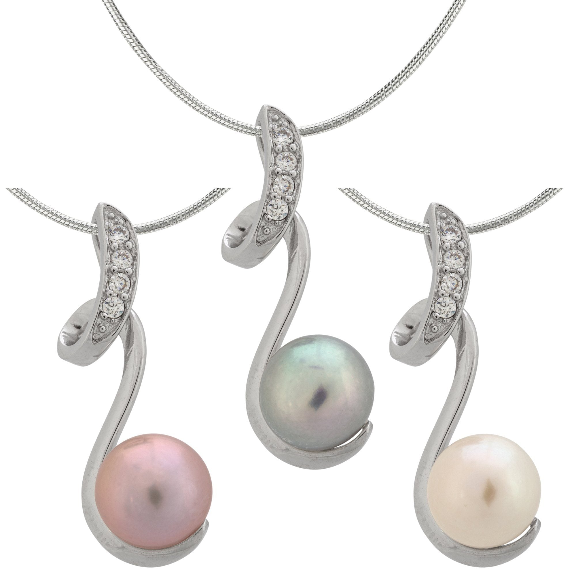 Sterling Swirl Pearl Necklace Necklaces - Fine La Vie Bien Sterling Swirl Pearl Necklace