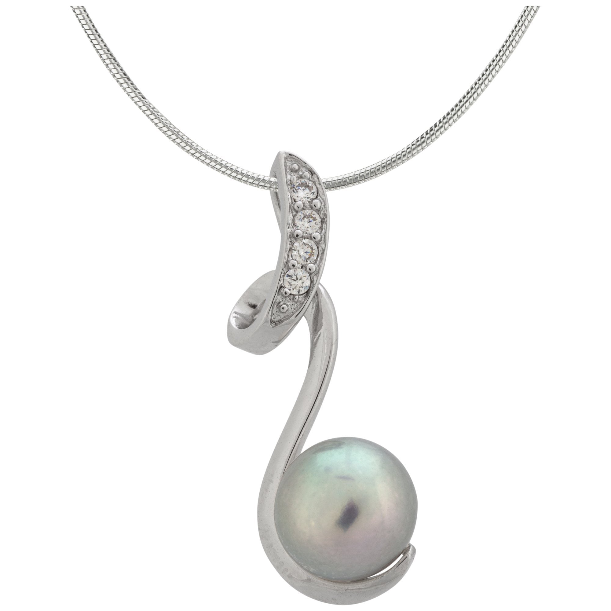 Sterling Swirl Pearl Necklace Necklaces - Fine La Vie Bien Sterling Swirl Pearl Necklace
