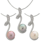 Sterling Swirl Pearl Necklace Necklaces - Fine La Vie Bien Sterling Swirl Pearl Necklace