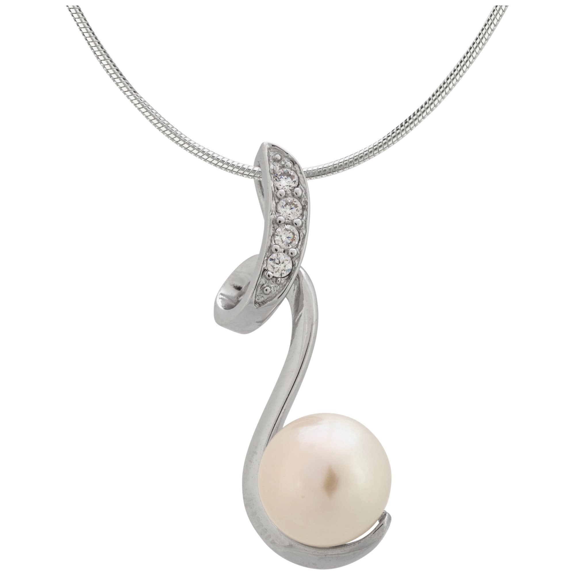 Sterling Swirl Pearl Necklace Necklaces - Fine La Vie Bien Sterling Swirl Pearl Necklace