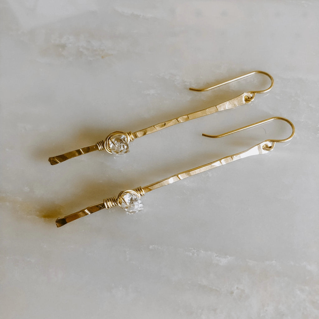 Sticks and Stones - Herkimer Diamond Stick Earrings by Derive Jewelry