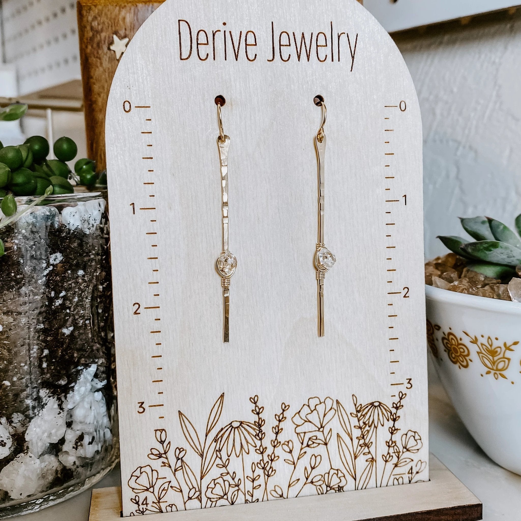 Sticks and Stones - Herkimer Diamond Stick Earrings by Derive Jewelry
