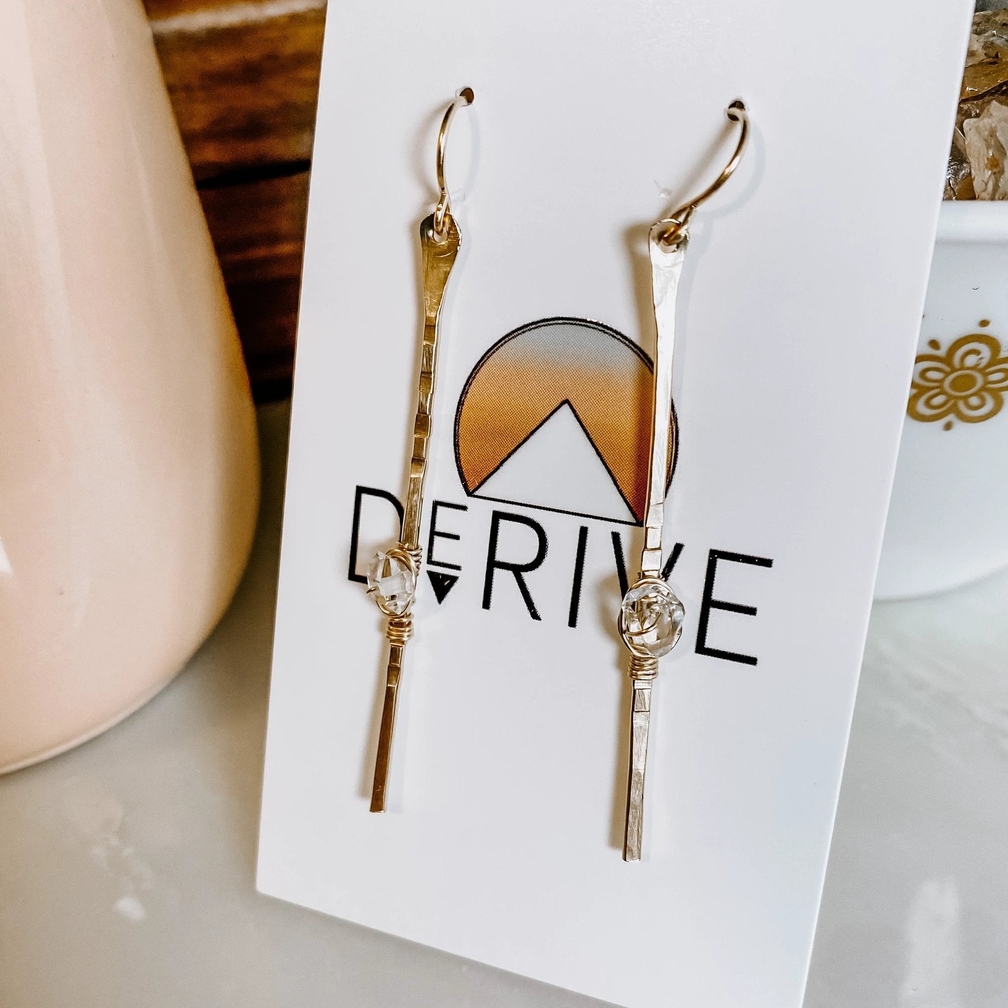 Sticks and Stones - Herkimer Diamond Stick Earrings by Derive Jewelry