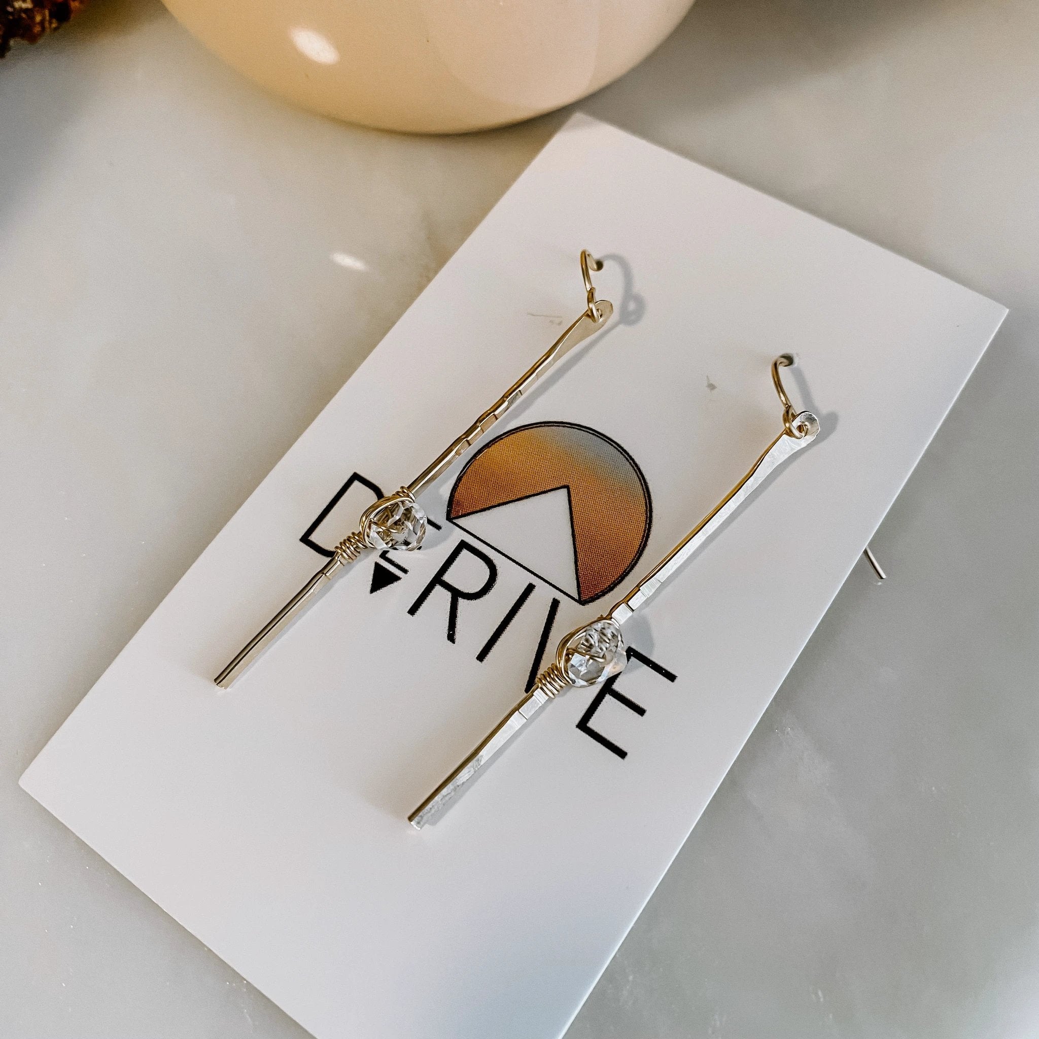 Sticks and Stones - Herkimer Diamond Stick Earrings by Derive Jewelry