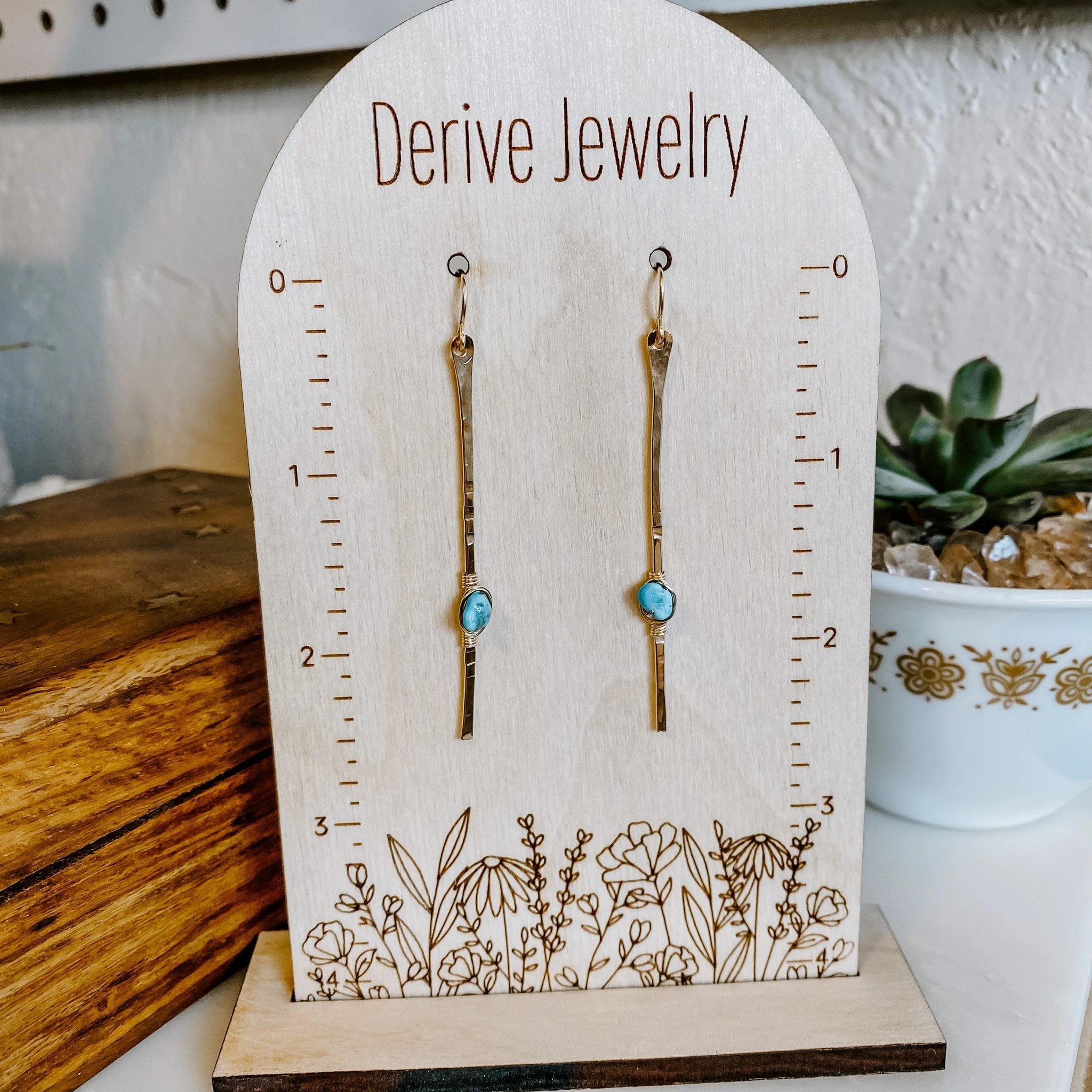 Sticks and Stones - Kingman Turquoise Stick Earrings by Derive Jewelry