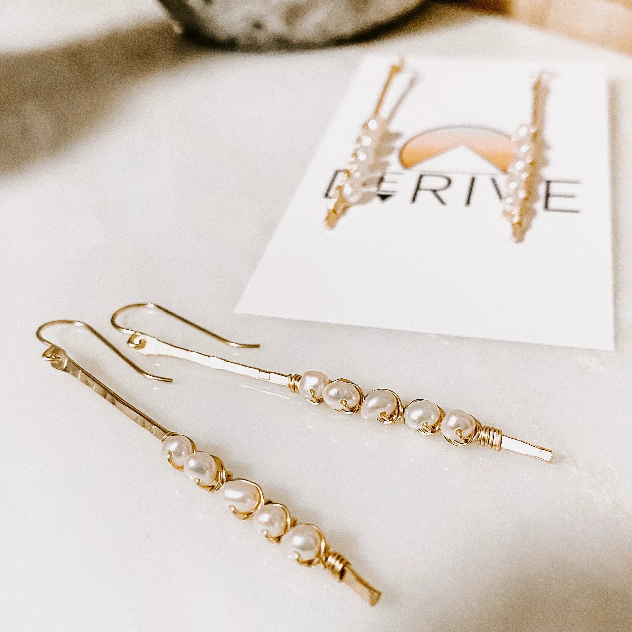 Sticks and Stones - Pearl Stick Earrings by Derive Jewelry