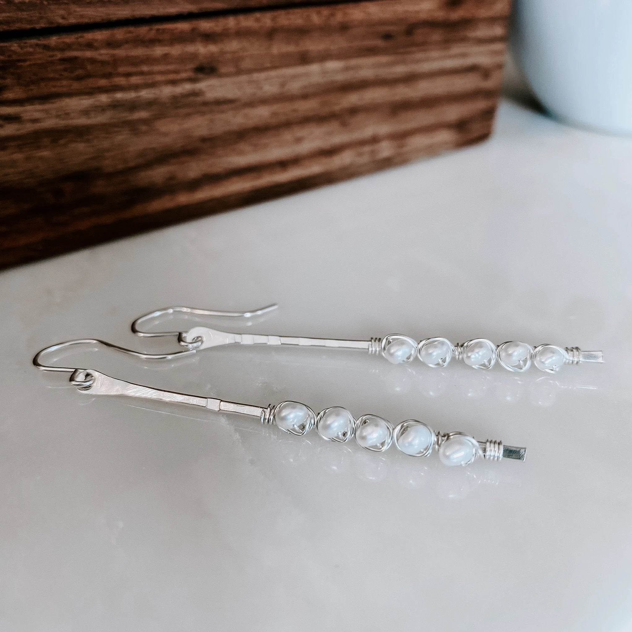 Sticks and Stones - Pearl Stick Earrings by Derive Jewelry