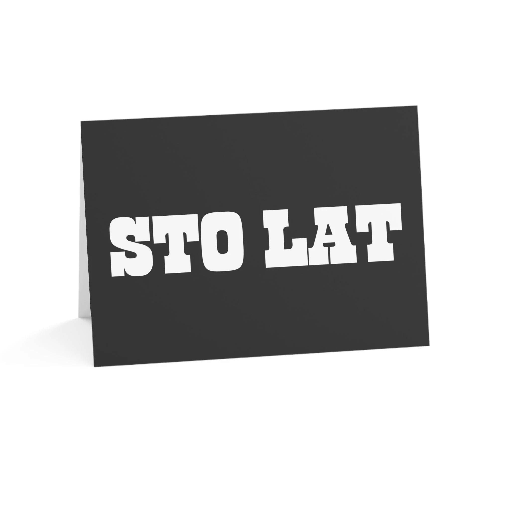 Sto Lat Polish Typography Greeting Card, Birthday Card, Polish Celebration by Printify