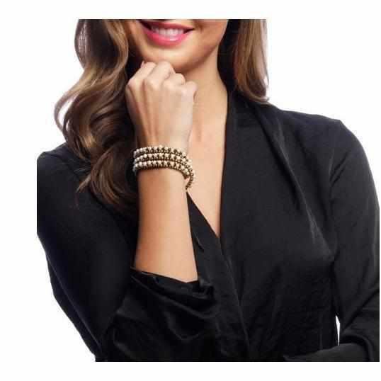 Stone and Brass Beads Three Wrap Bracelet - Thailand Jewelry La Vie Bien Stone and Brass Beads Three Wrap Bracelet - Thailand