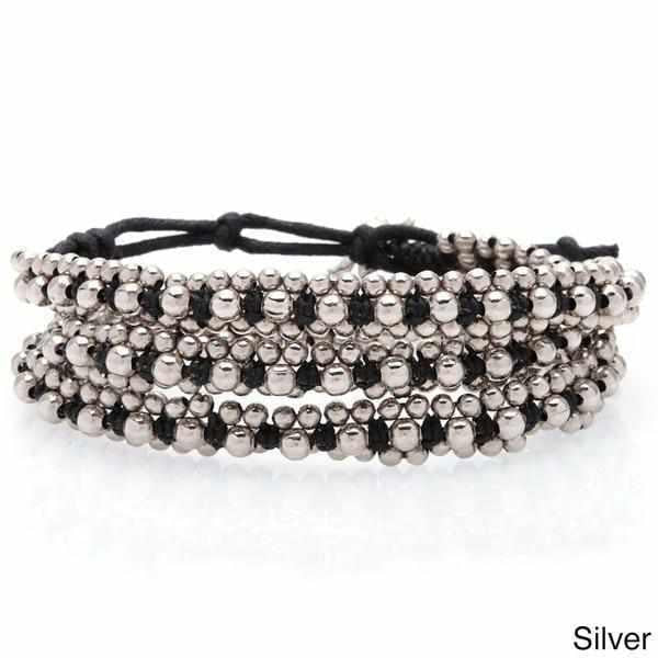 Stone and Brass Beads Three Wrap Bracelet - Thailand Jewelry La Vie Bien Stone and Brass Beads Three Wrap Bracelet - Thailand