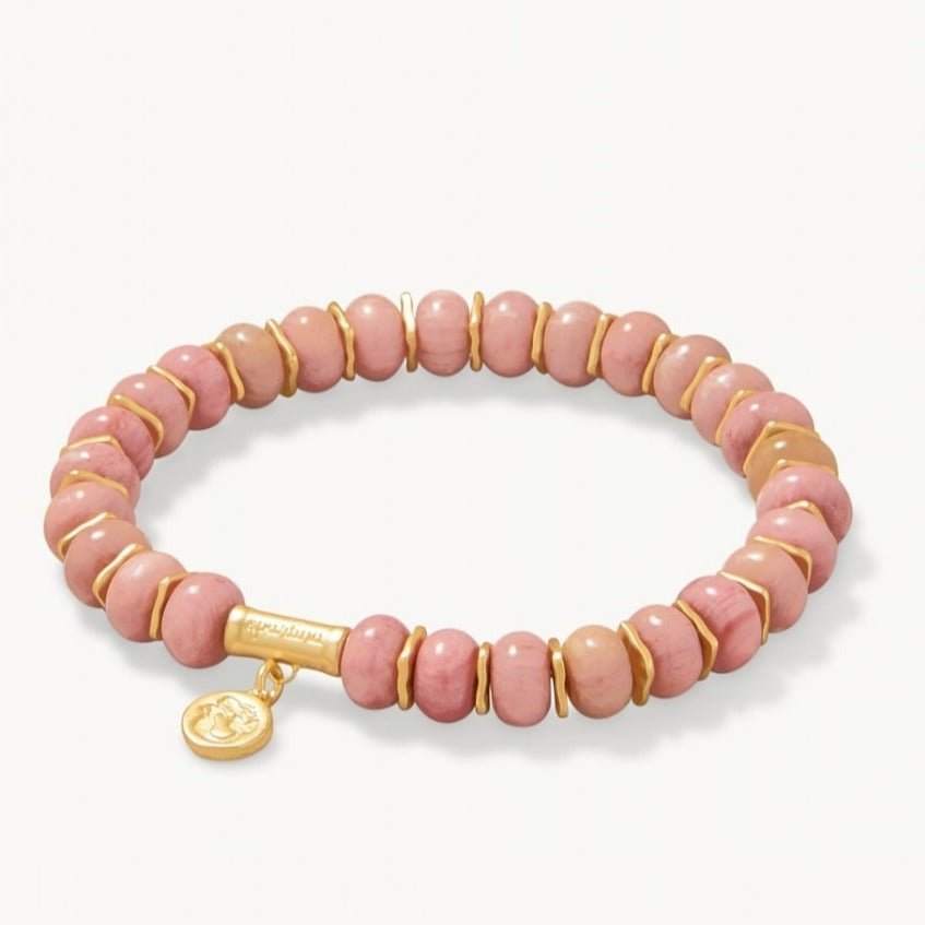 Stone Stretch Bracelet - 8mm Pink Rhodonite Jewelry La Vie Bien Stone Stretch Bracelet - 8mm Pink Rhodonite