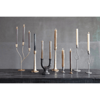 Stoneware Double Taper Candle Holder in Chocolate by White Cliff Studio