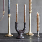 Stoneware Double Taper Candle Holder in Chocolate by White Cliff Studio