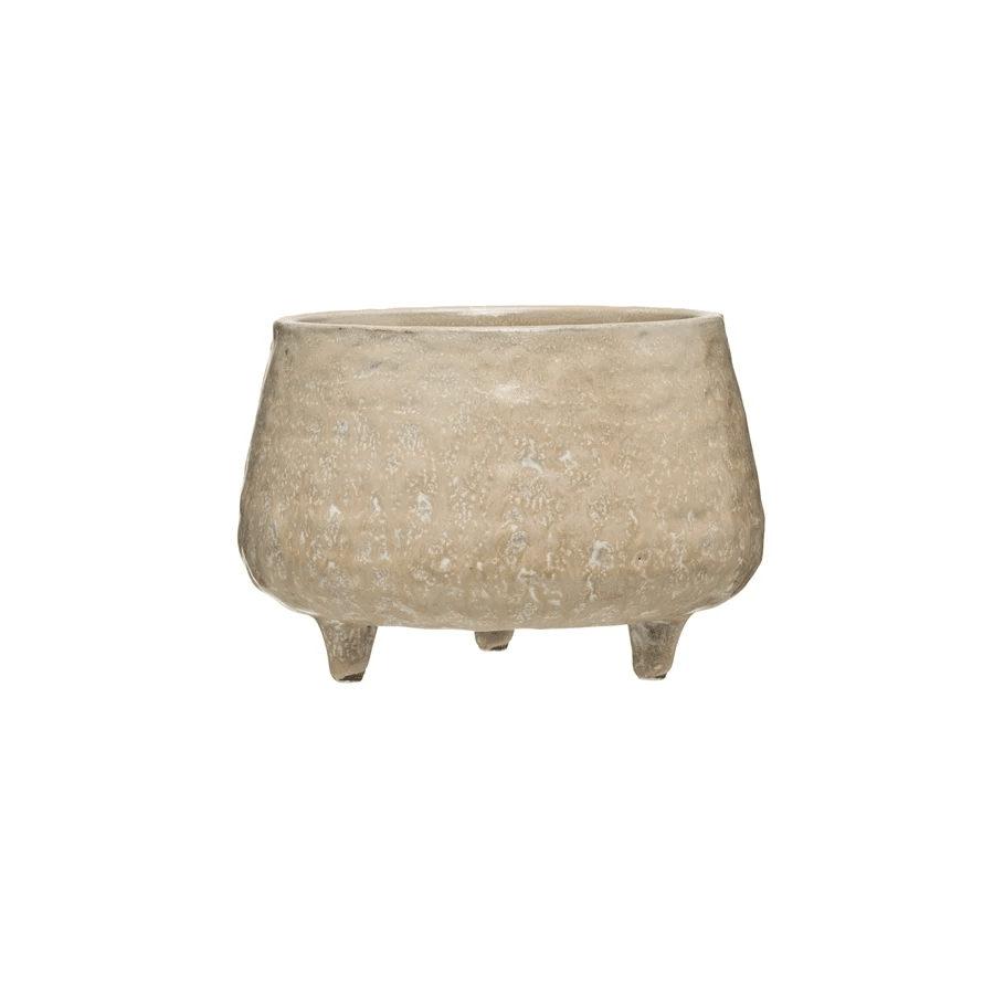 Stoneware Footed Planter with Glazed Finish by White Cliff Studio