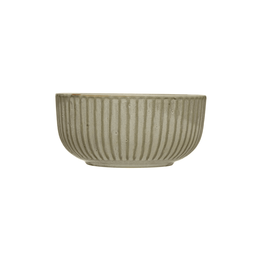 Stoneware Pleated Bowl, Cream Glaze Finish by White Cliff Studio