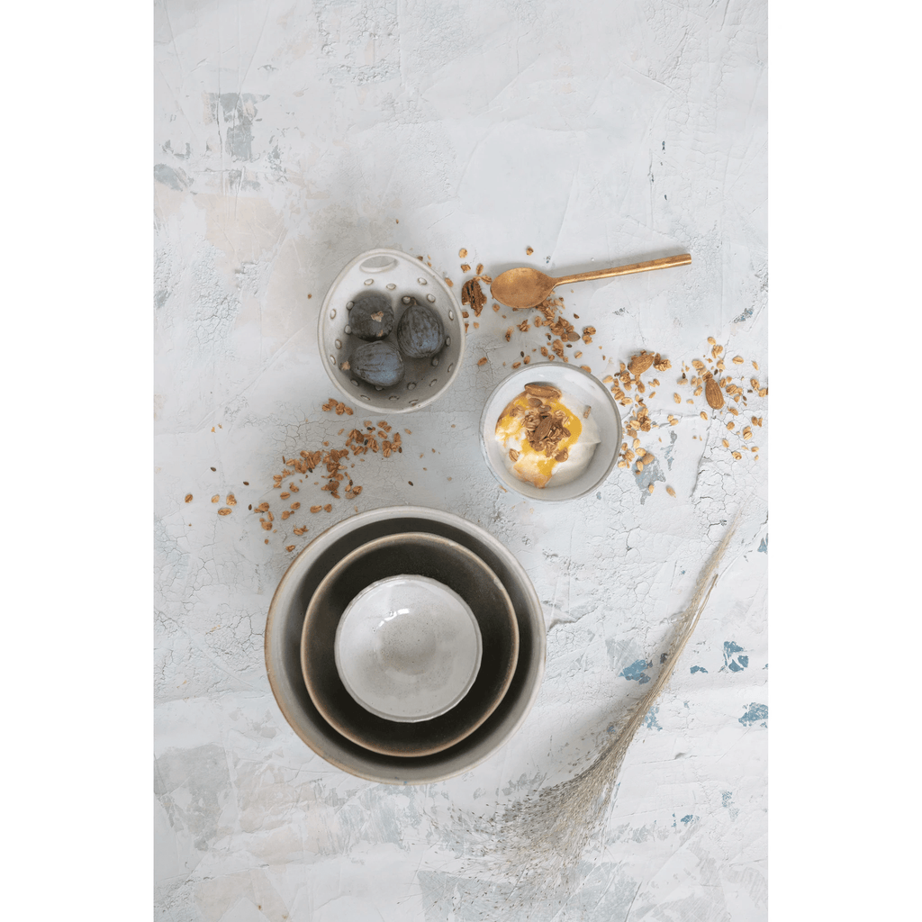 Stoneware Pleated Bowl, Cream Glaze Finish by White Cliff Studio