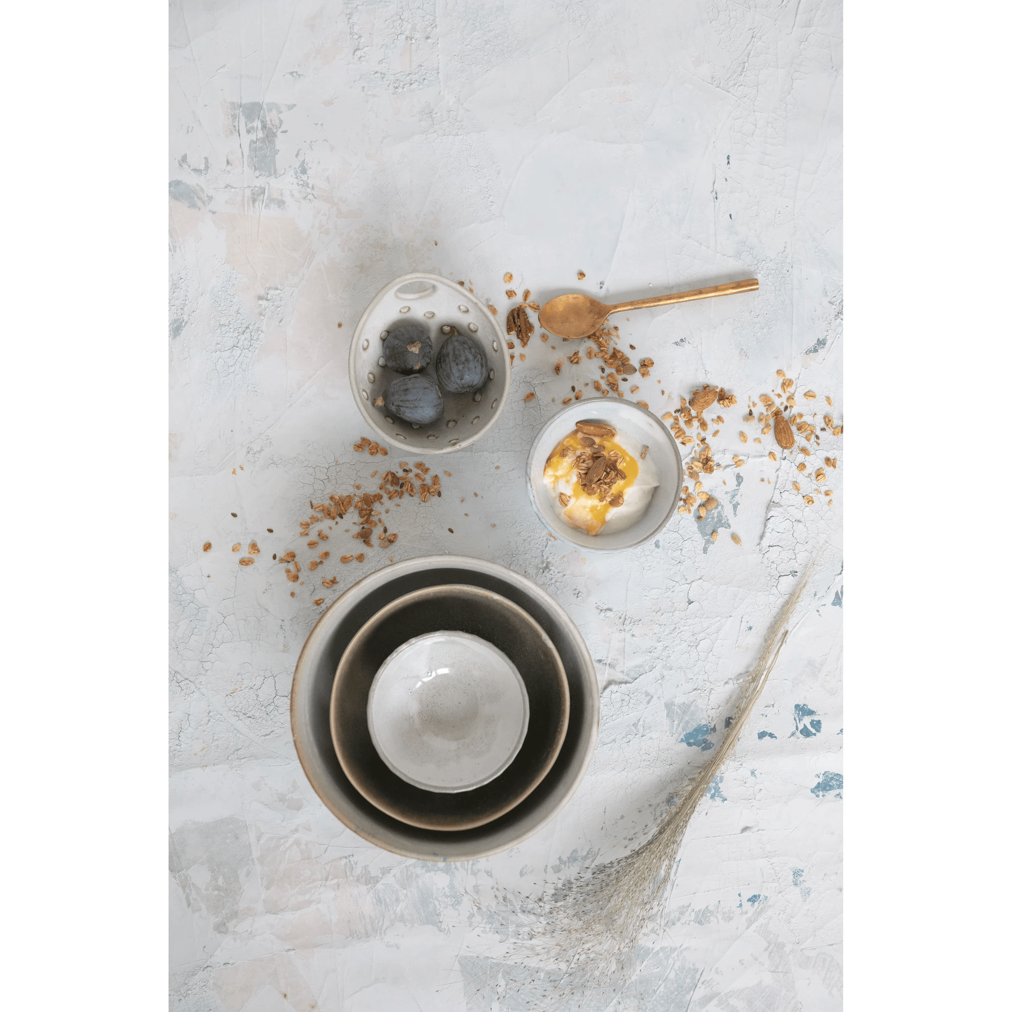 Stoneware Pleated Bowl, Cream Glaze Finish by White Cliff Studio