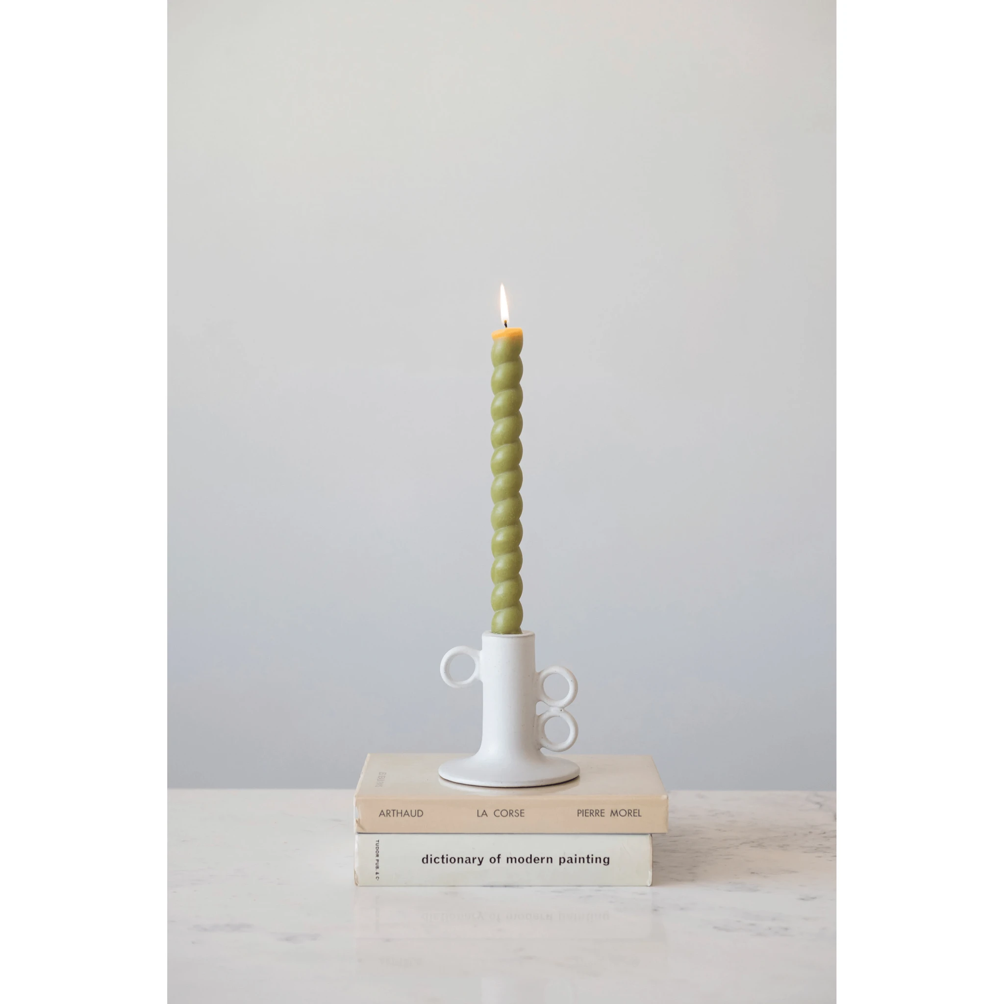 Stoneware Taper Candle Holder in White by White Cliff Studio