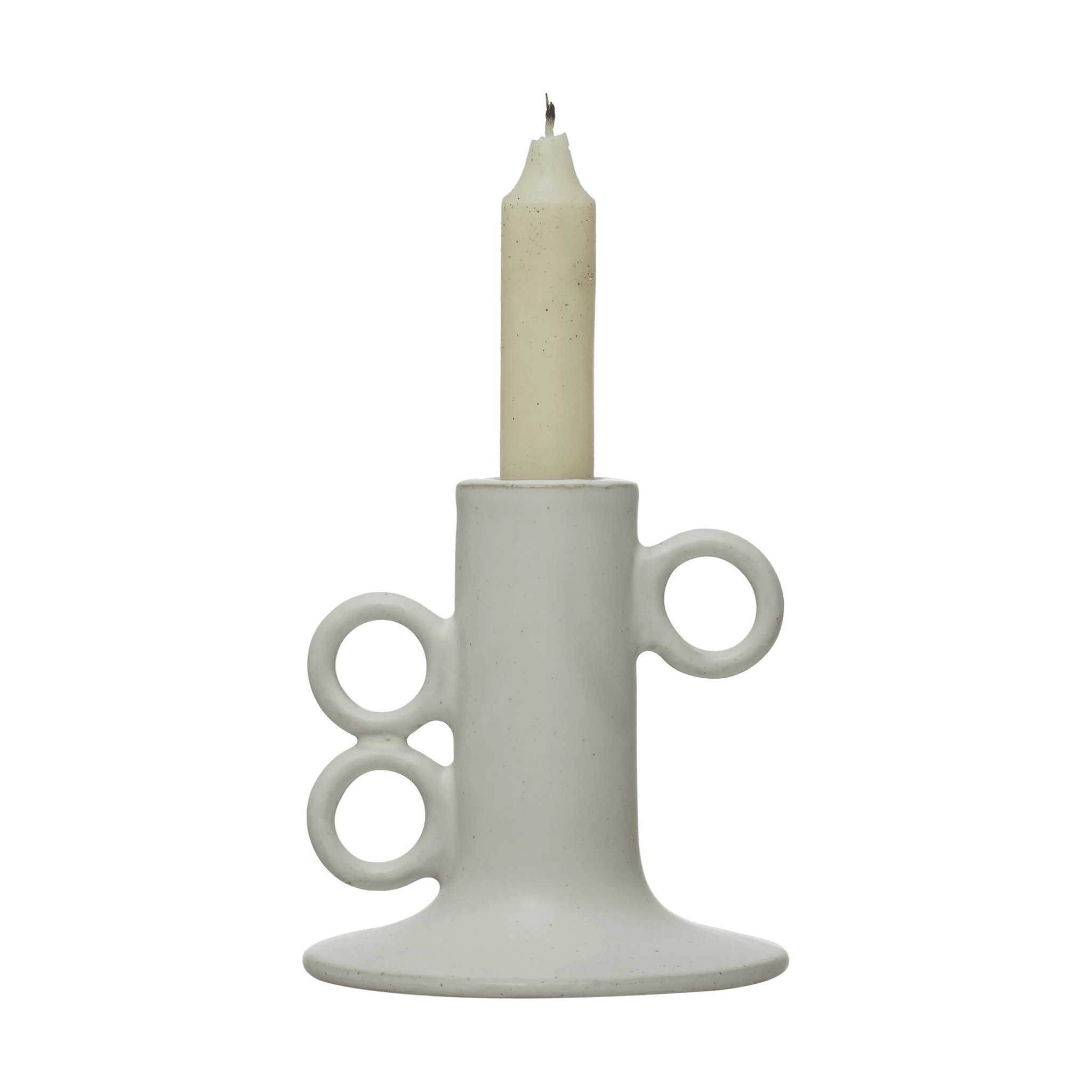 Stoneware Taper Candle Holder in White by White Cliff Studio