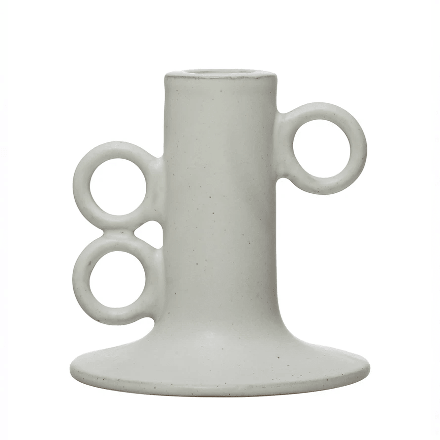 Stoneware Taper Candle Holder in White by White Cliff Studio