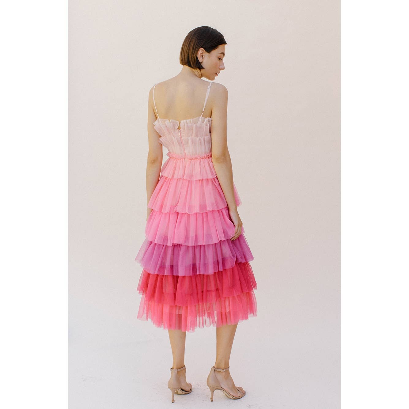 Storia Pink Ombre Tulle Midi Dress [Sizes SM - M remaining]