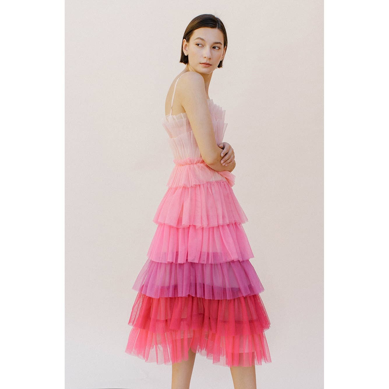 Storia Pink Ombre Tulle Midi Dress [Sizes SM - M remaining]