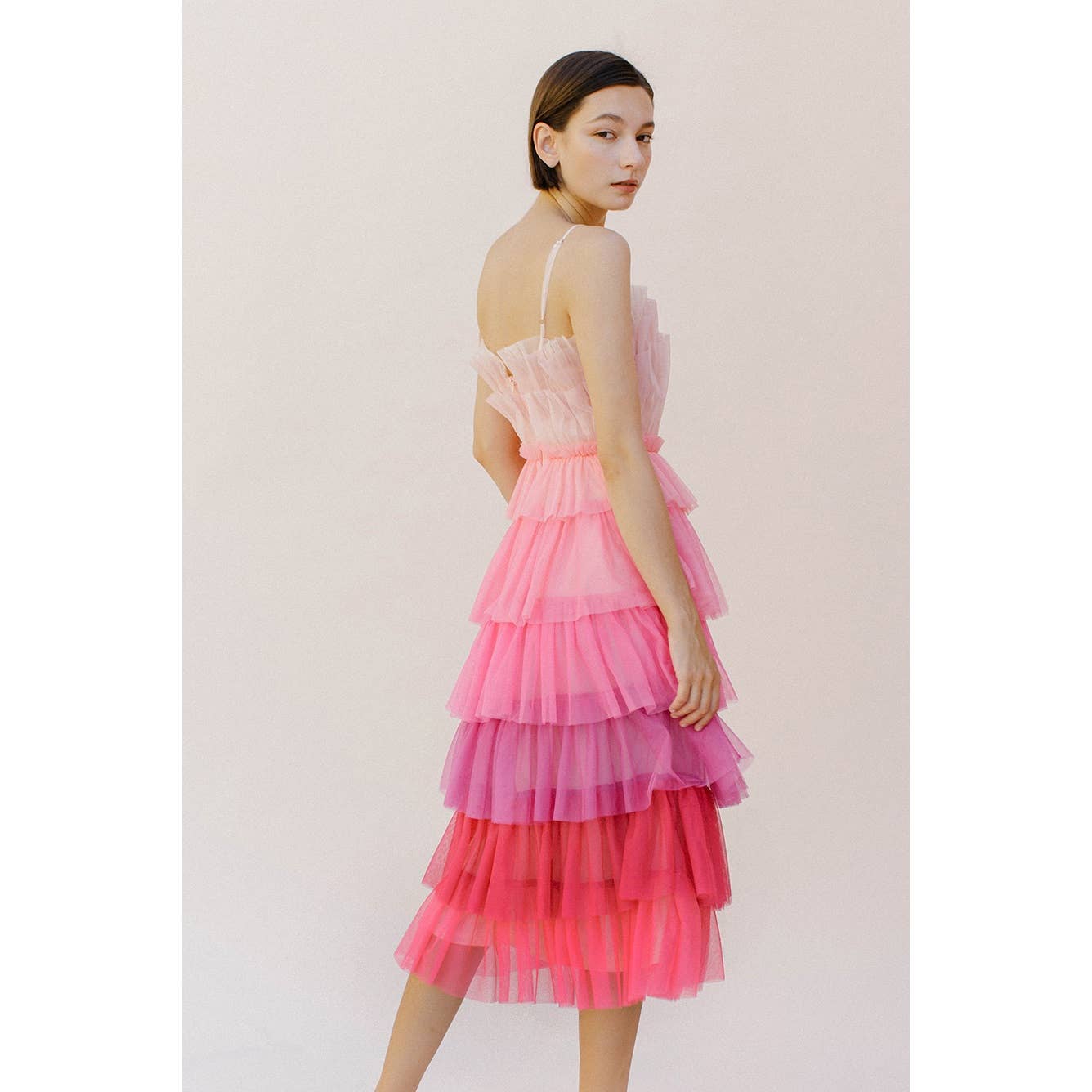 Storia Pink Ombre Tulle Midi Dress [Sizes SM - M remaining]