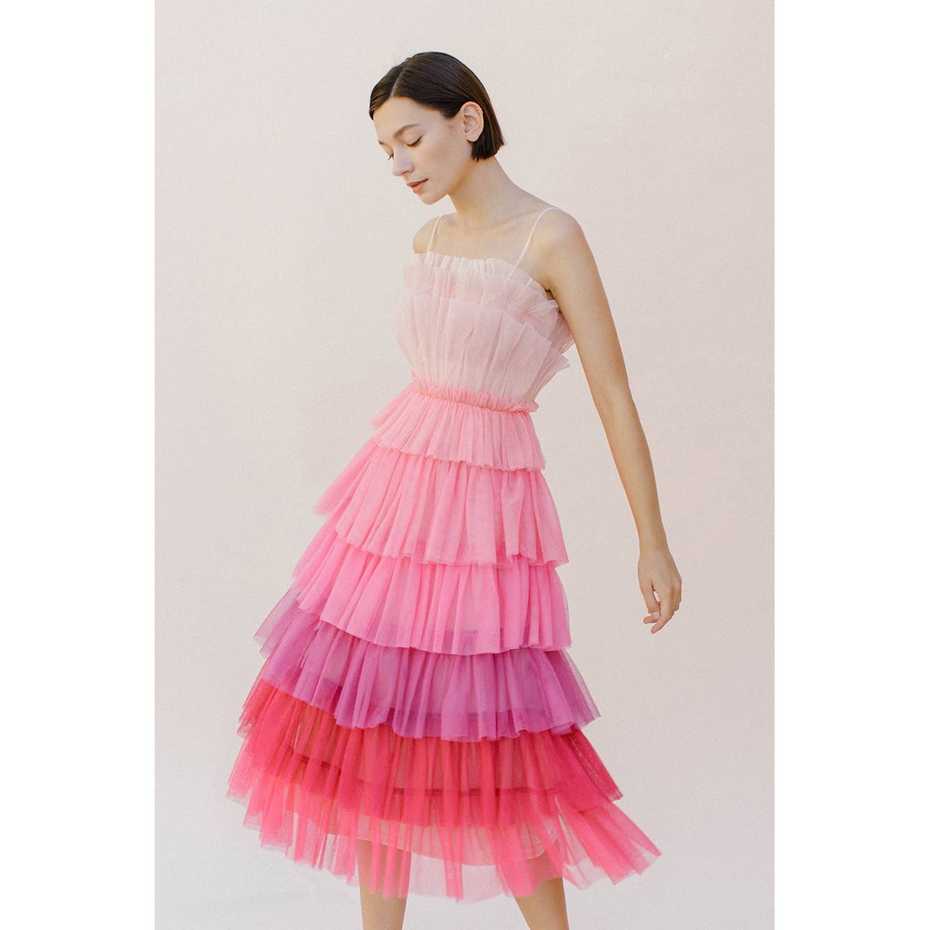 Storia Pink Ombre Tulle Midi Dress [Sizes SM - M remaining]