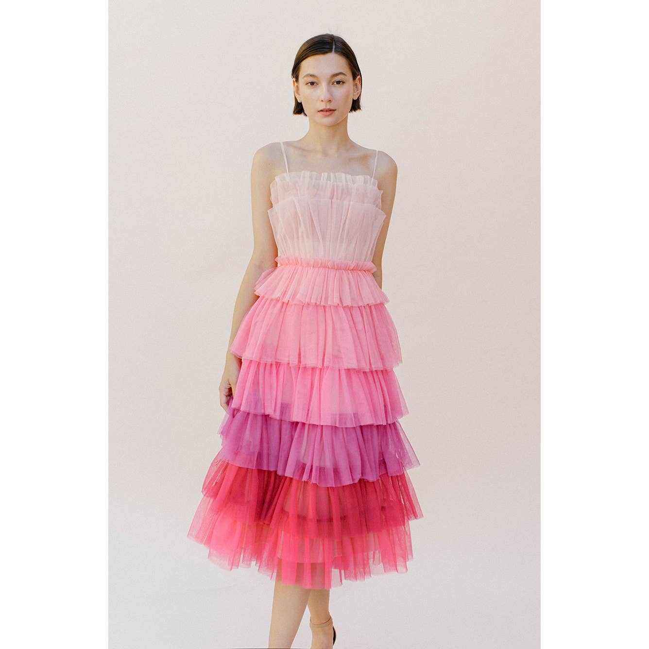Storia Pink Ombre Tulle Midi Dress [Sizes SM - M remaining]